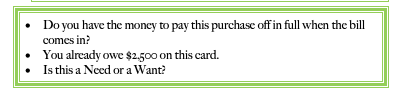 Questions - Credit Card